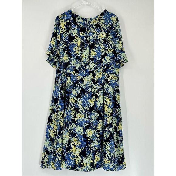 Talbots size 14W short sleeve blue floral midi dress - Picture 7 of 7